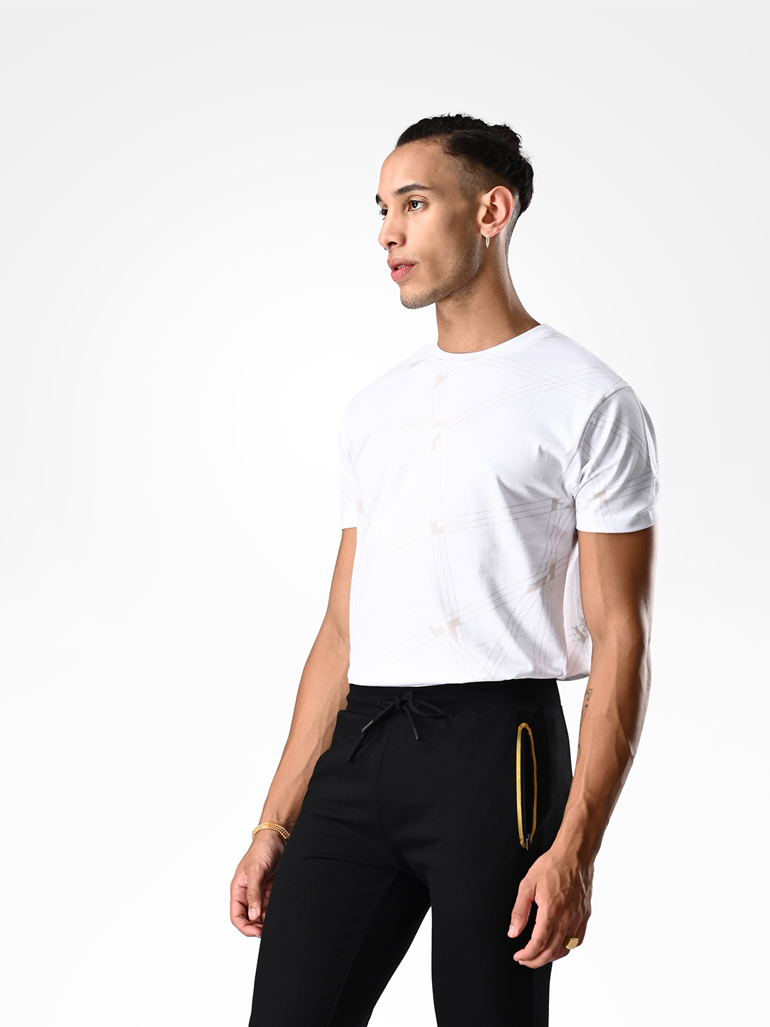 Supa Mens Black & Gold Printed Polycotton Regular Fit Joggers (6)
