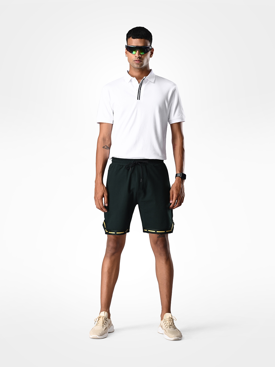 Supa Mens Green & Gold Printed Polycotton Regular Fit Shorts (5)
