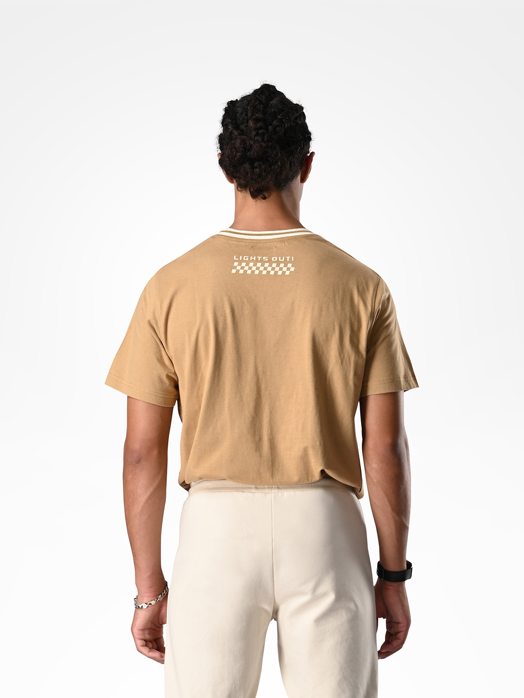 Supa Mens Off-white & Gold Printed Polycotton Regular Fit Joggers (8)