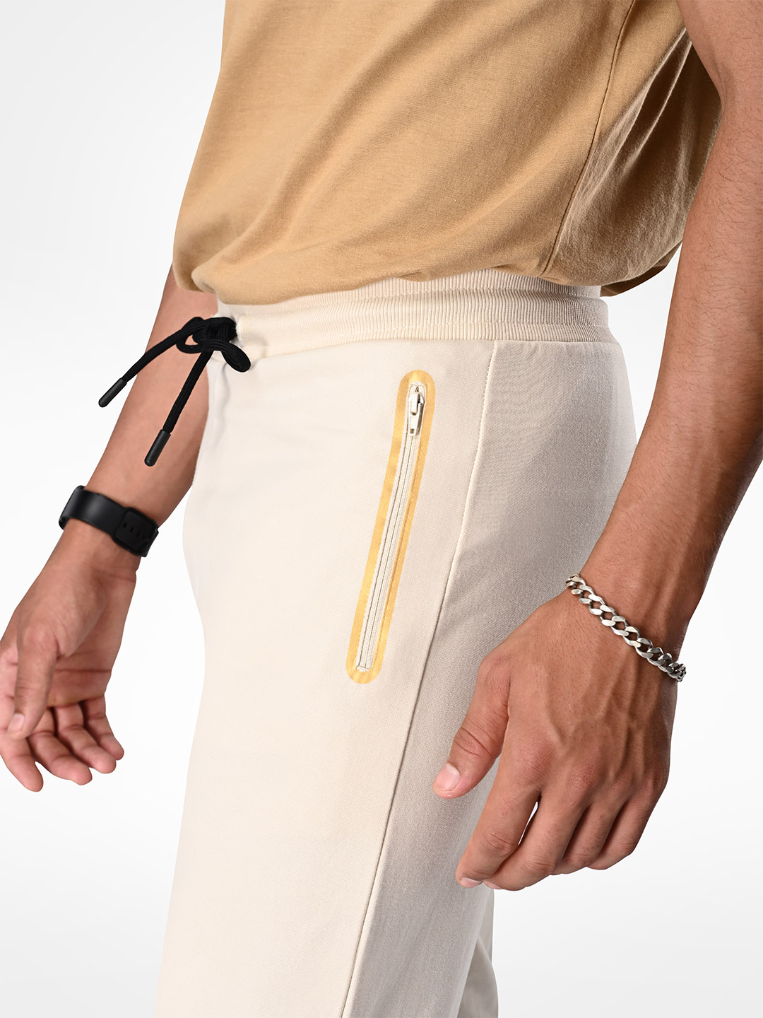 Supa Mens Off-white & Gold Printed Polycotton Regular Fit Joggers (4)
