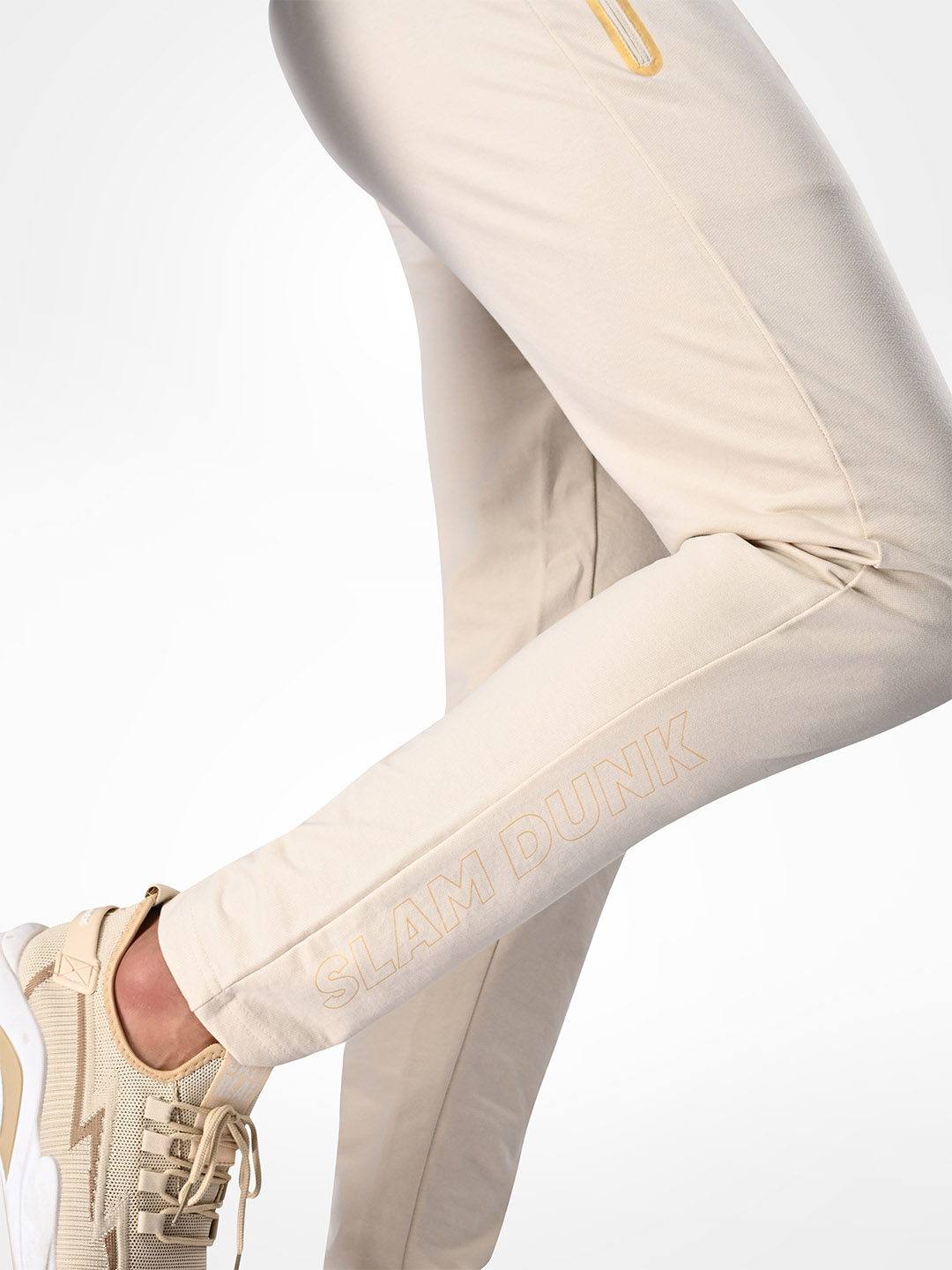 Supa Mens Off-white & Gold Printed Polycotton Regular Fit Joggers (9)