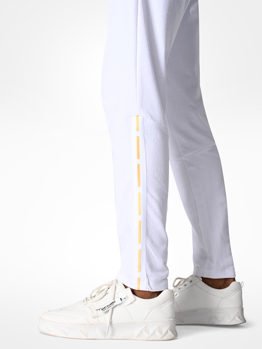 Supa Mens White Printed With Gold Tape Polycotton Regular Fit Joggers (7)