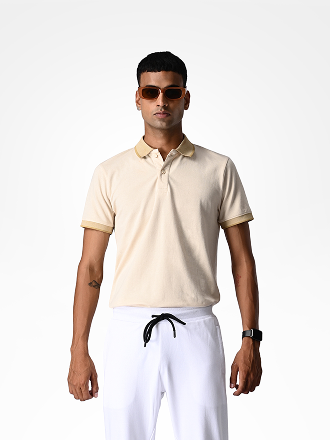 Supa Mens White Printed With Gold Tape Polycotton Regular Fit Joggers (5)