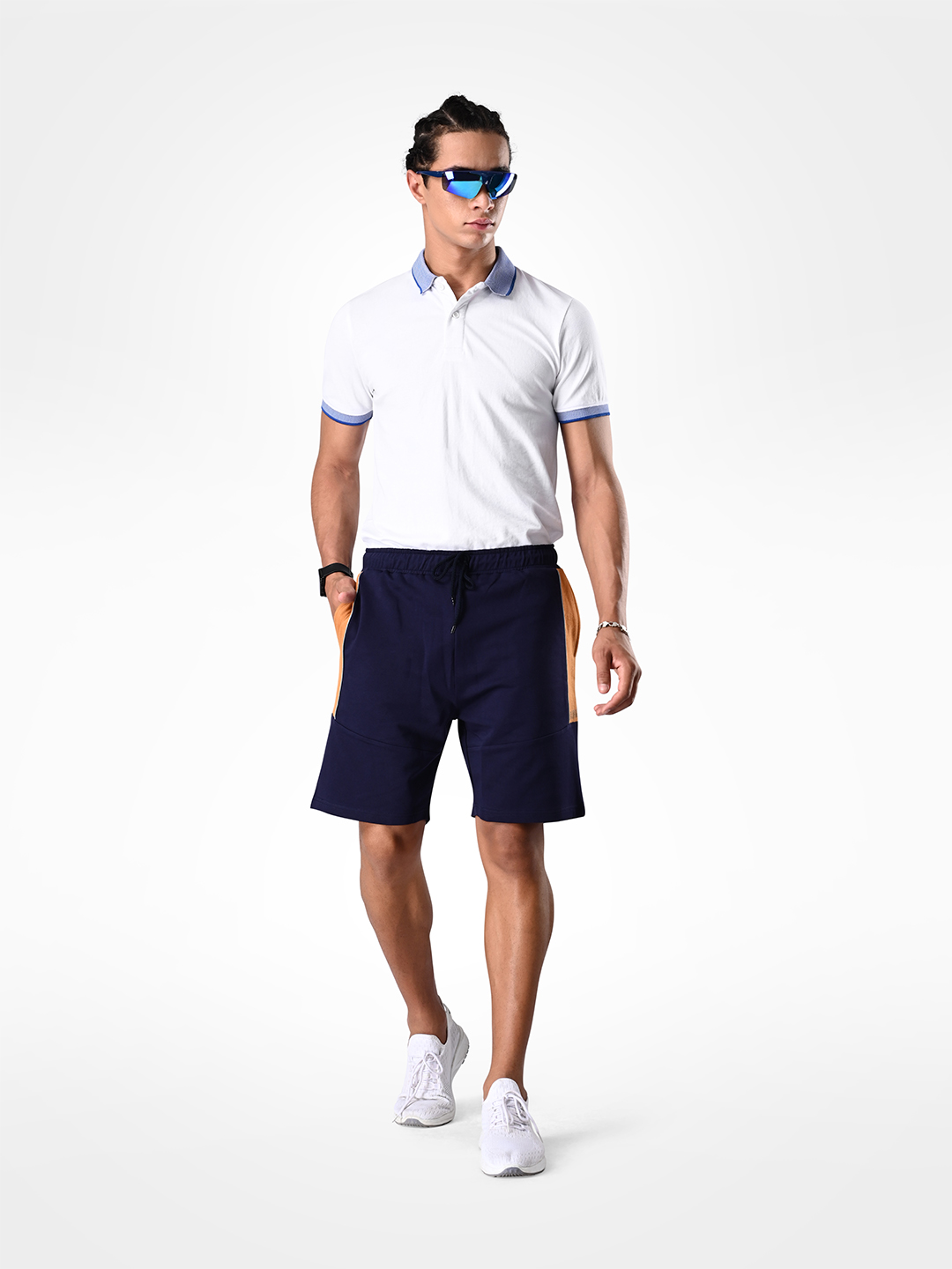 Supa Navy Blue and Camel Reflective Shorts (5)