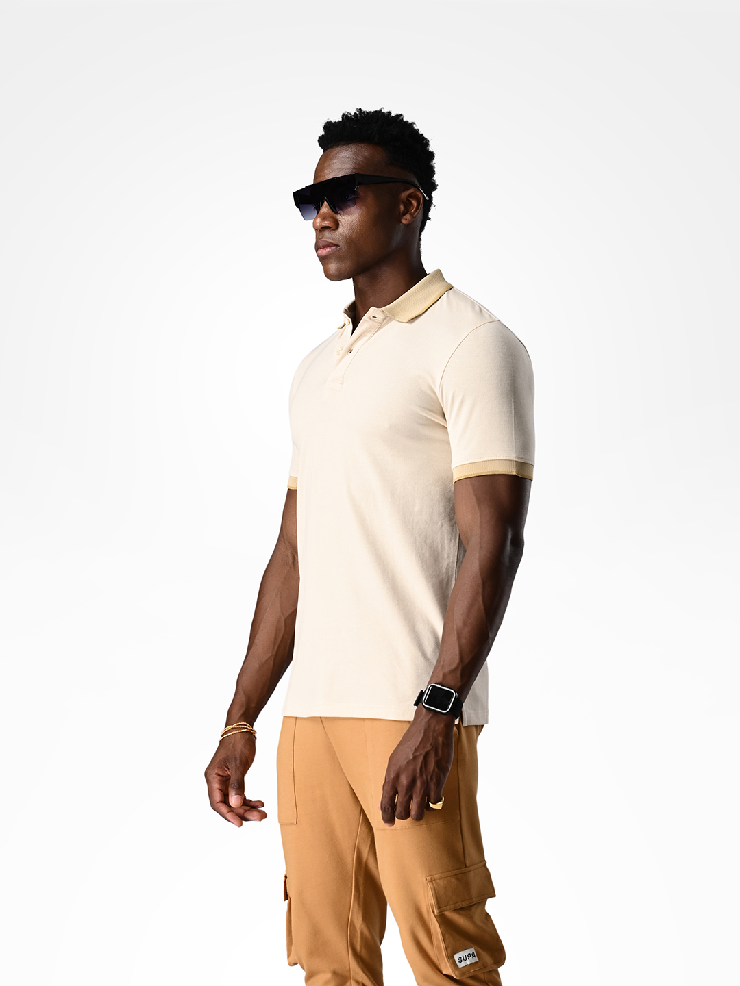 Supa Off White & Gold Polo T-shirt (2)