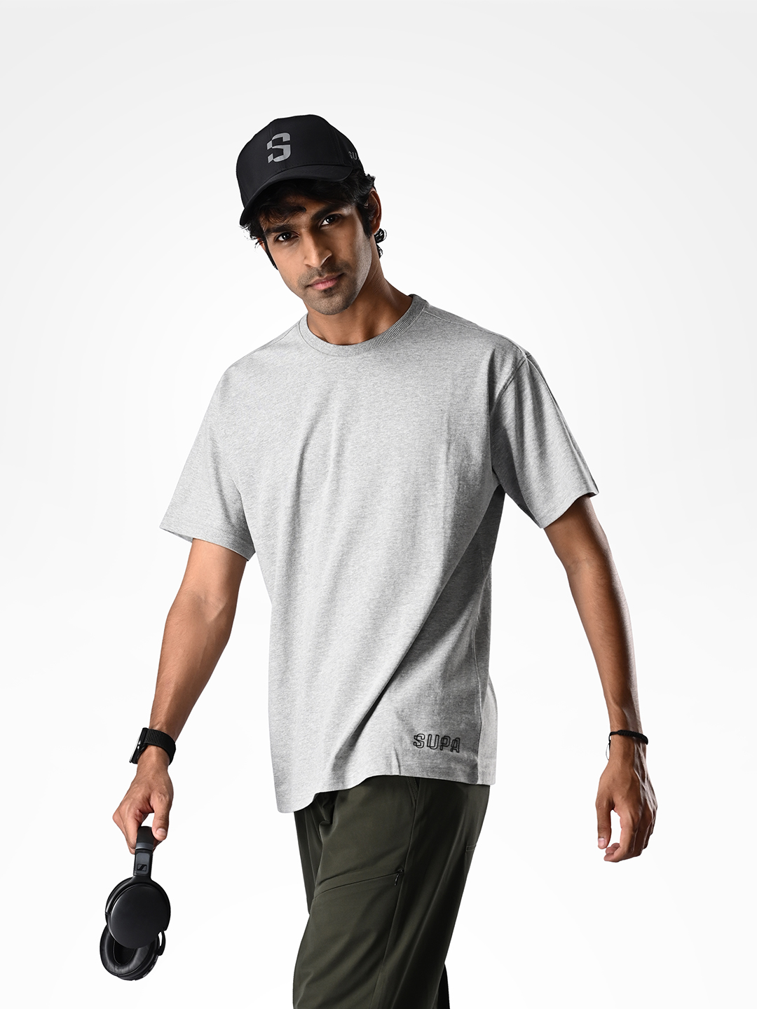 Supa Oversized Core Grey Melange T-shirt (3)