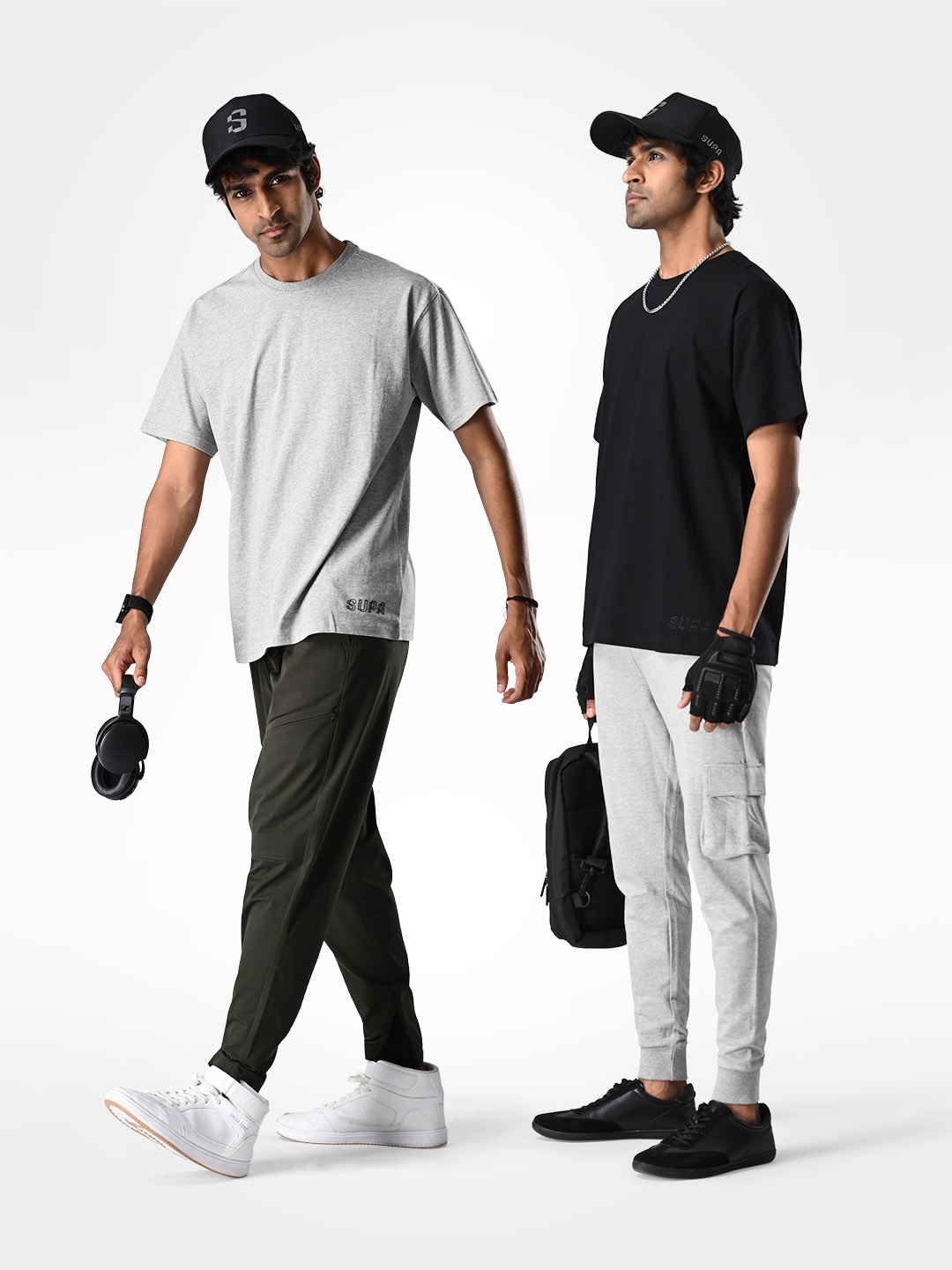 Supa Oversized Pack of 2 Black & Grey Melange T-shirt (2)