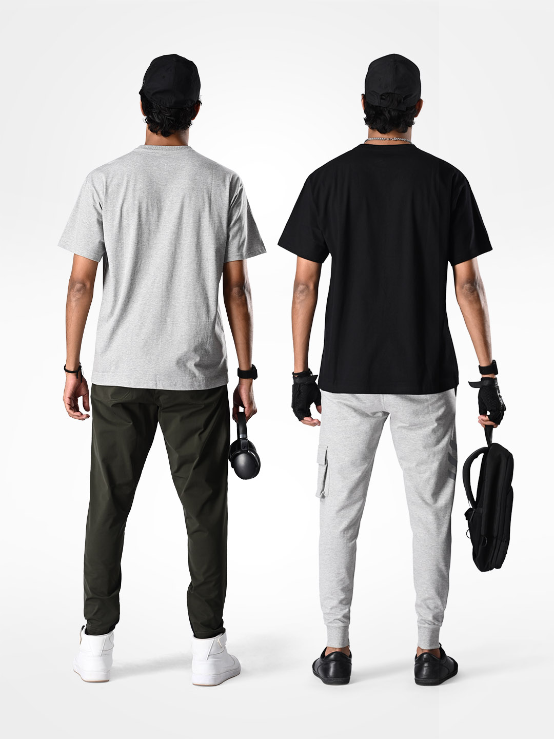 Supa Oversized Pack of 2 Black & Grey Melange T-shirt (3)