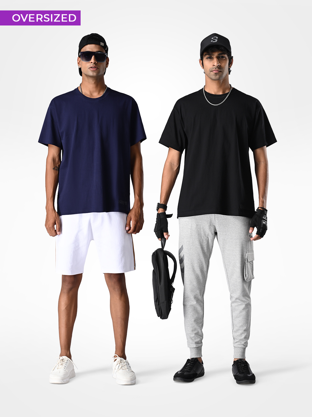 Oversized Pack of 2 Navy Blue & Black T-shirt