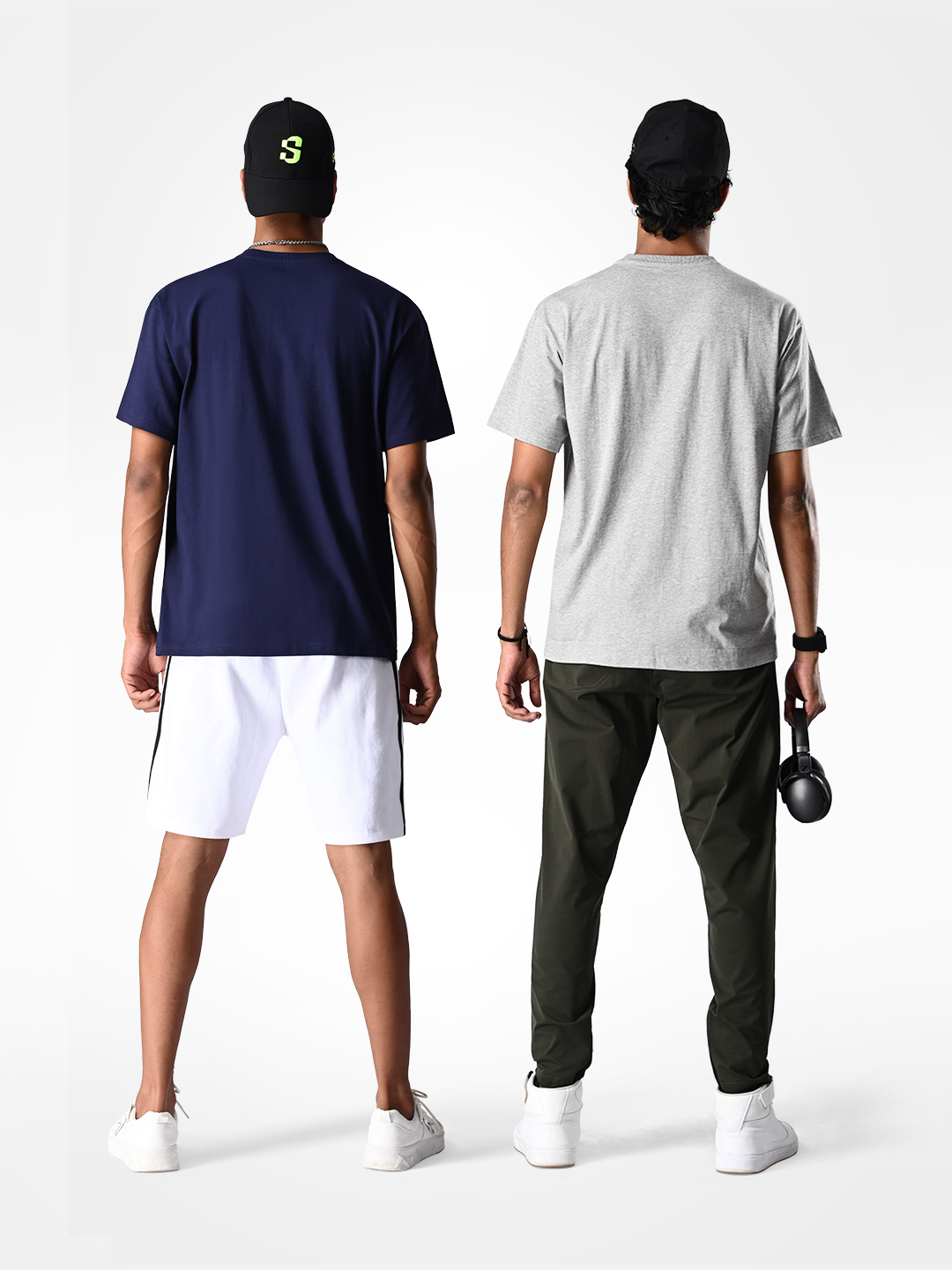 Supa Oversized Pack of 2 Navy Blue & Grey Melange T-shirt (3)