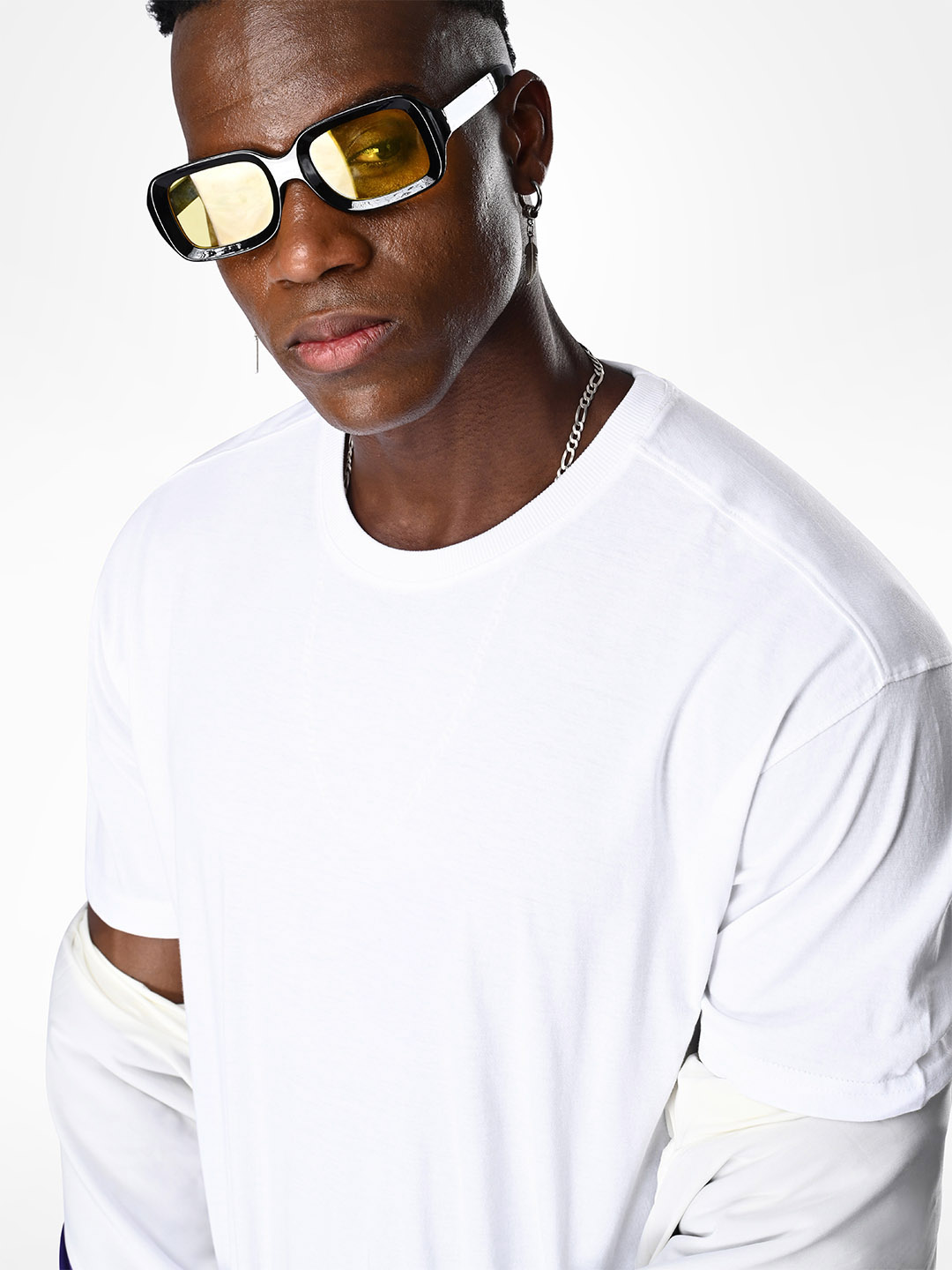 Supa Oversized Pack of 2 White & Grey Melange T-shirt (10)