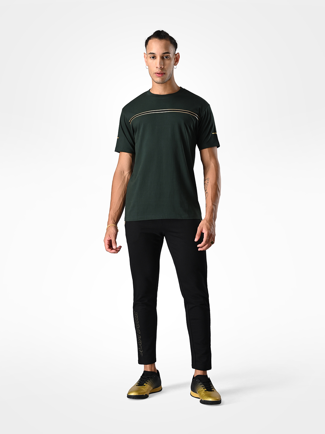 Supa Pine Green T-shirt With Gold Strip (8)