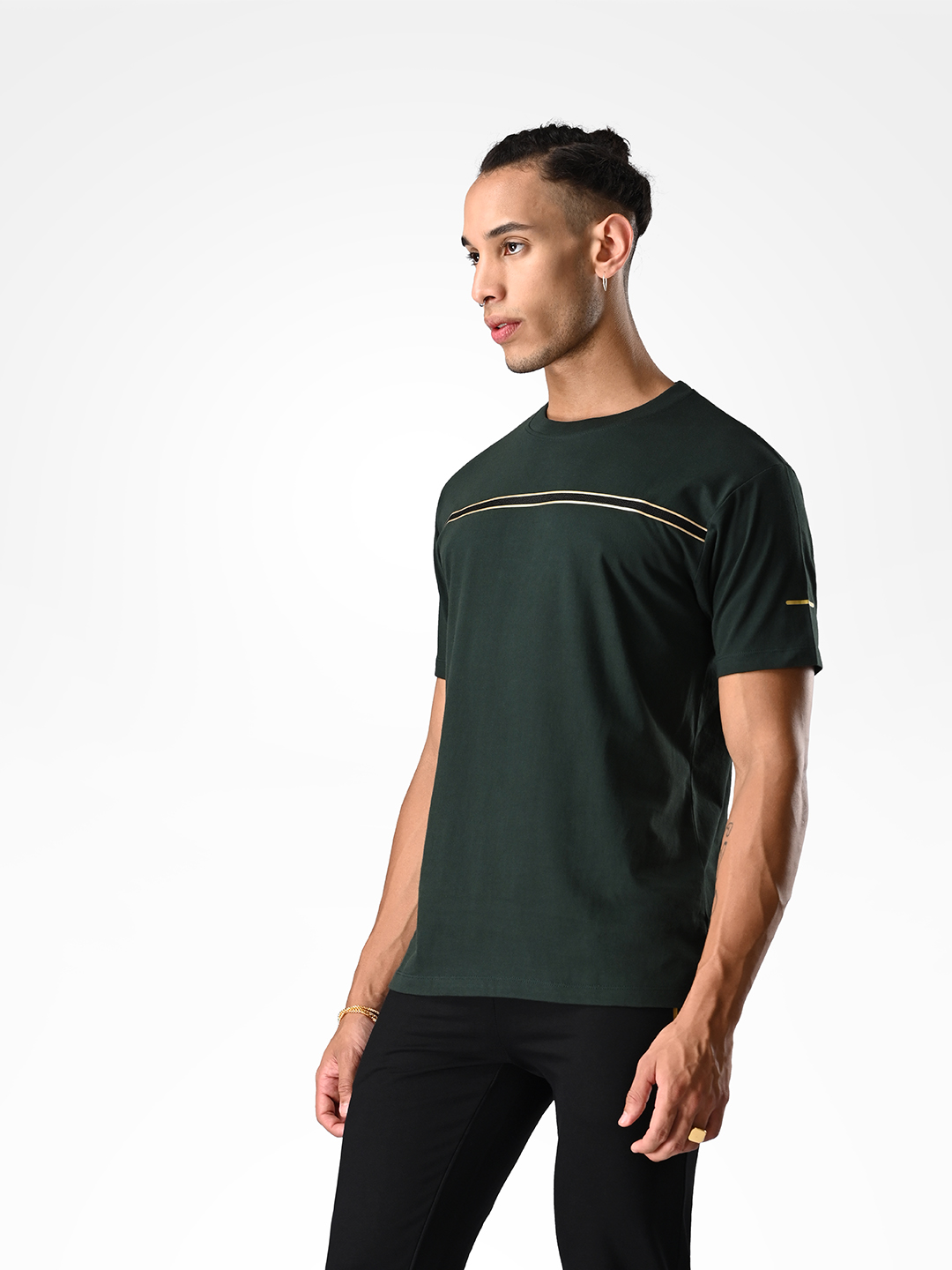 Supa Pine Green T-shirt With Gold Strip (3)