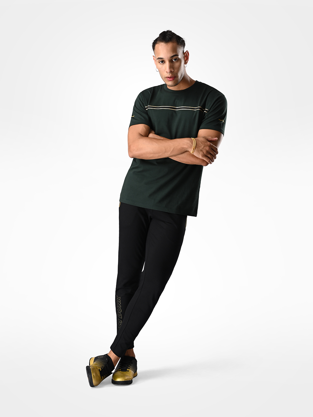Supa Pine Green T-shirt With Gold Strip (9)