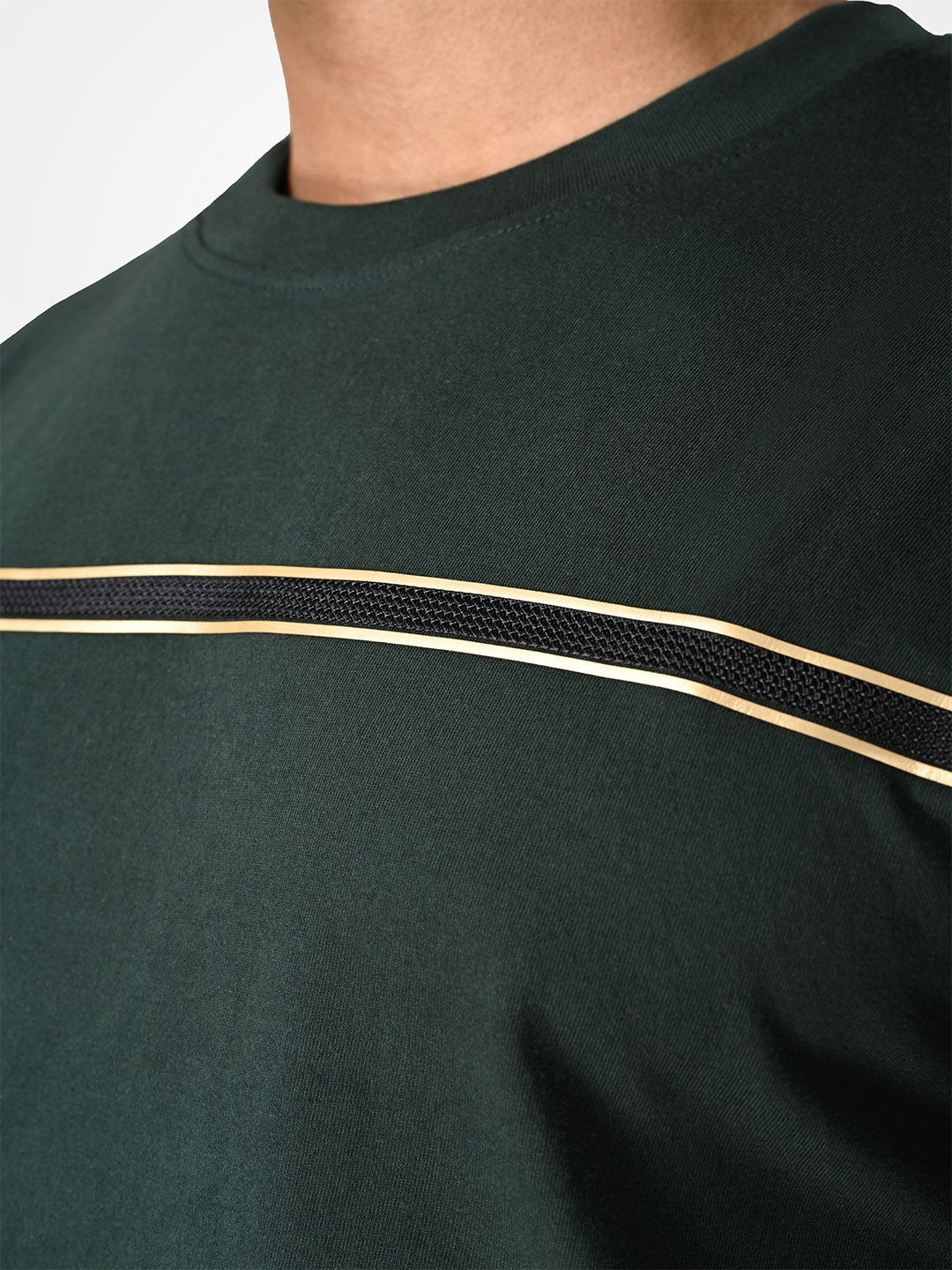 Supa Pine Green T-shirt With Gold Strip (6)