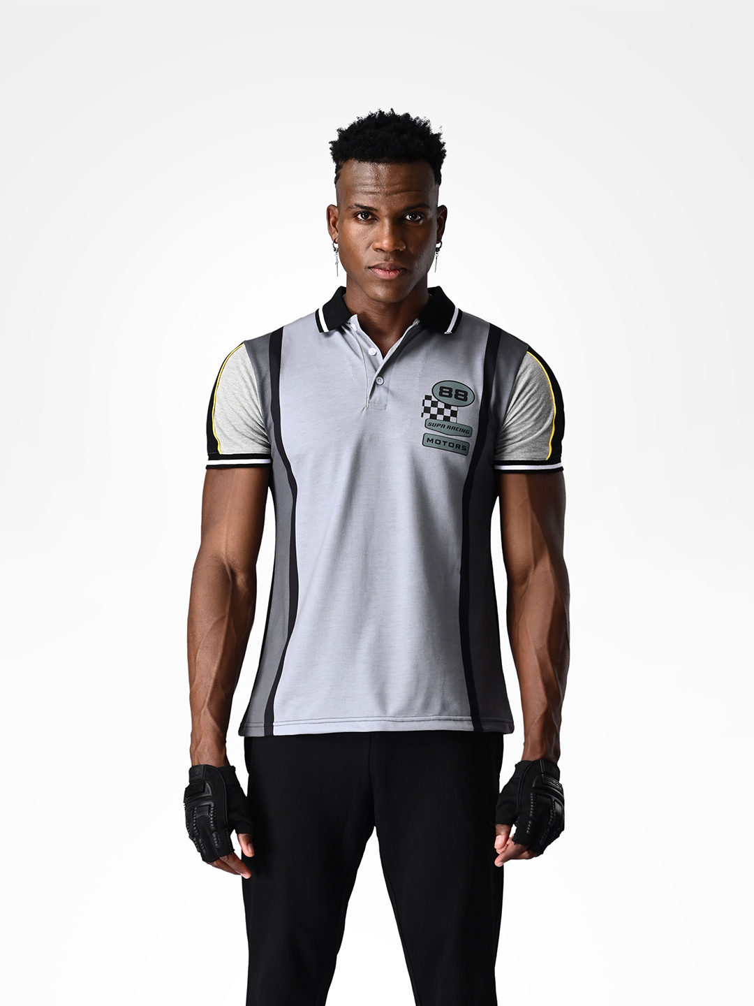 Supa Printed Grey Melange Racing Polo (2)