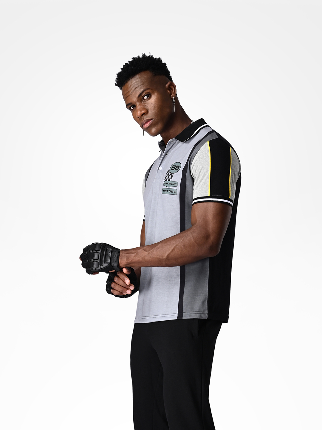 Supa Printed Grey Melange Racing Polo (3)