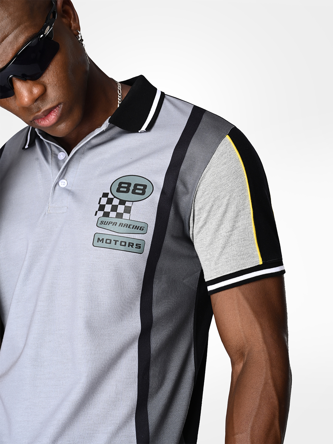 Supa Printed Grey Melange Racing Polo (5)