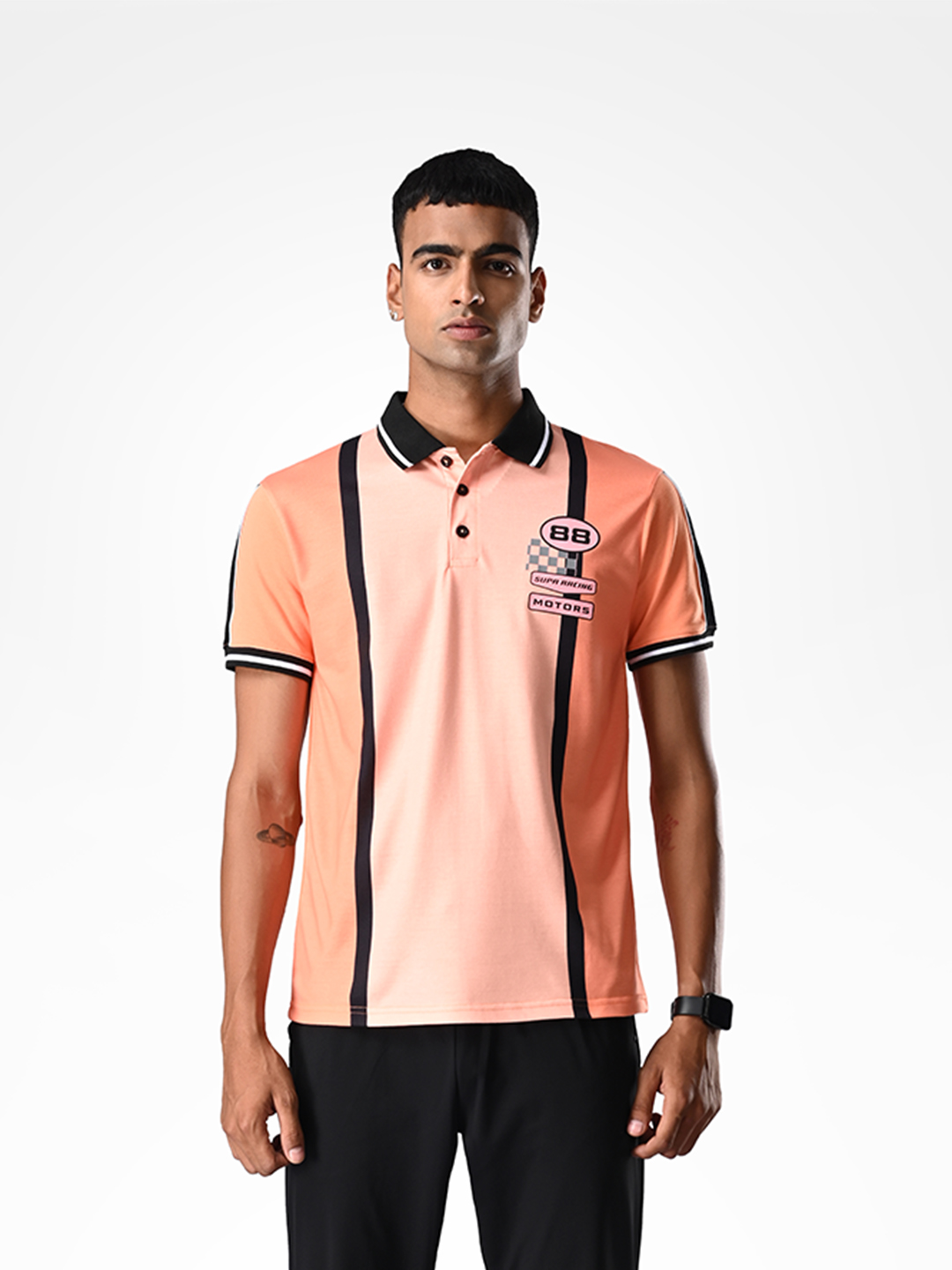 Supa Printed Orange Racing Polo (3)