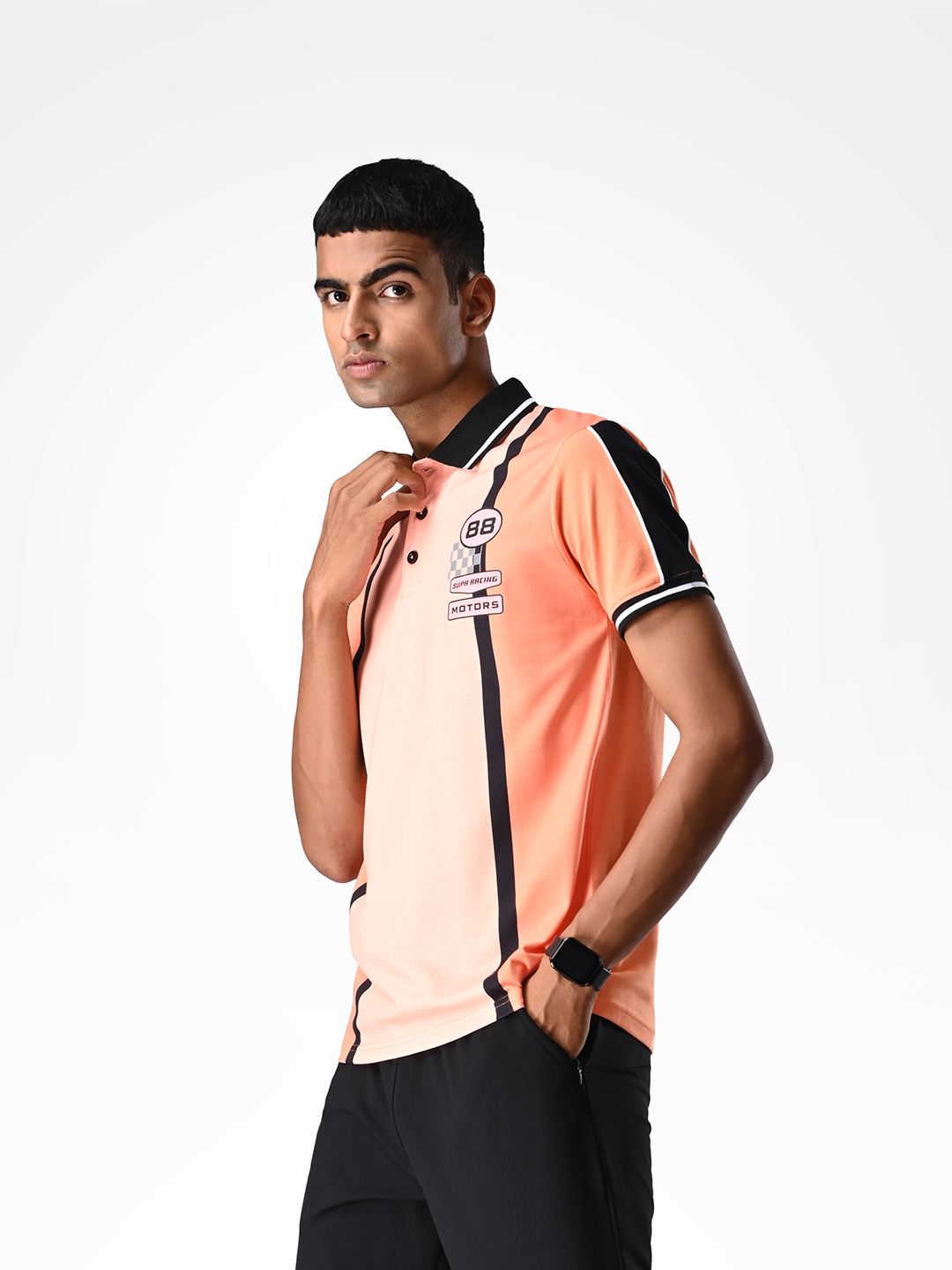 Supa Printed Orange Racing Polo (4)