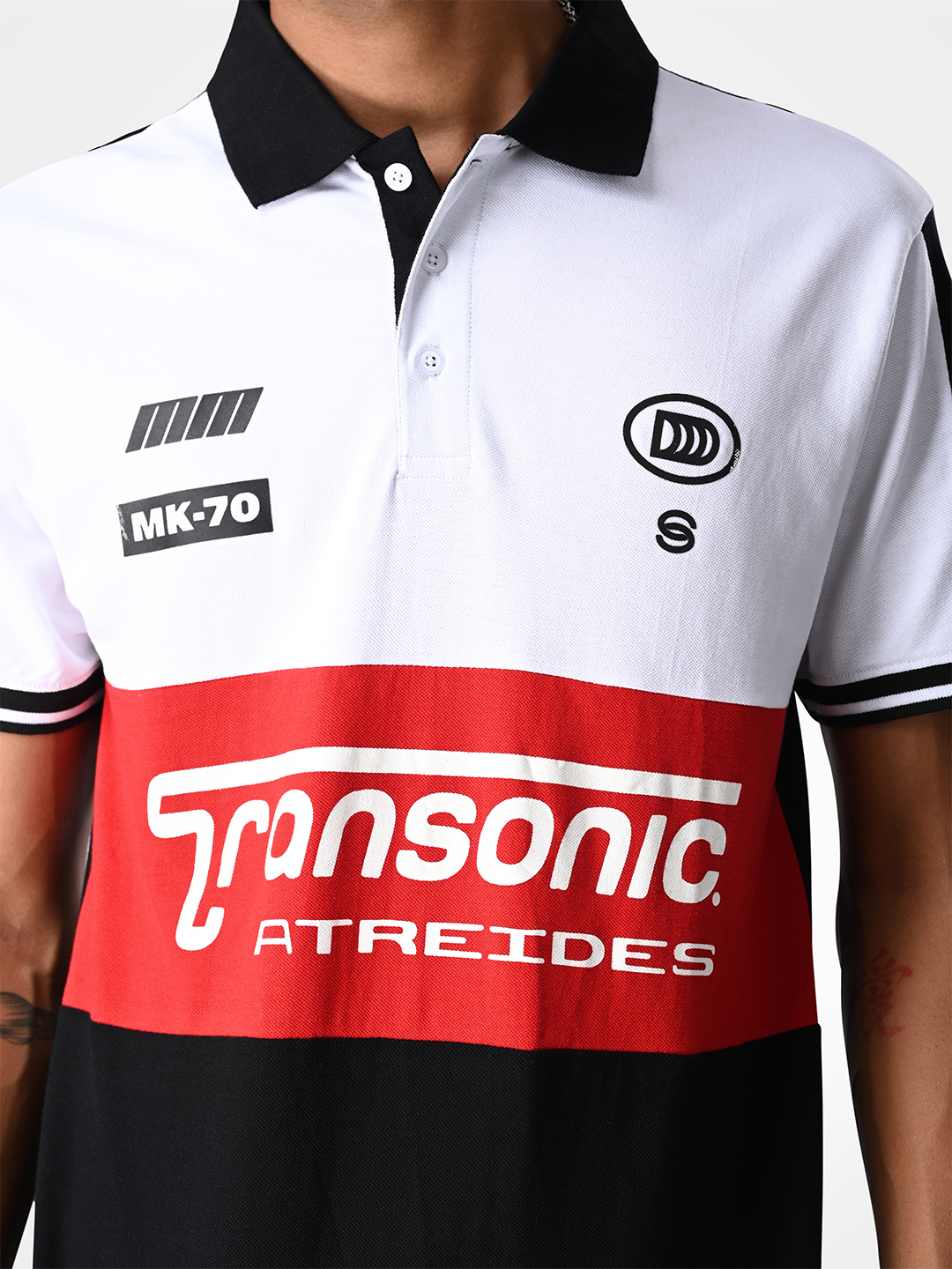 Supa Racing White Panlled Printed Polo (6)