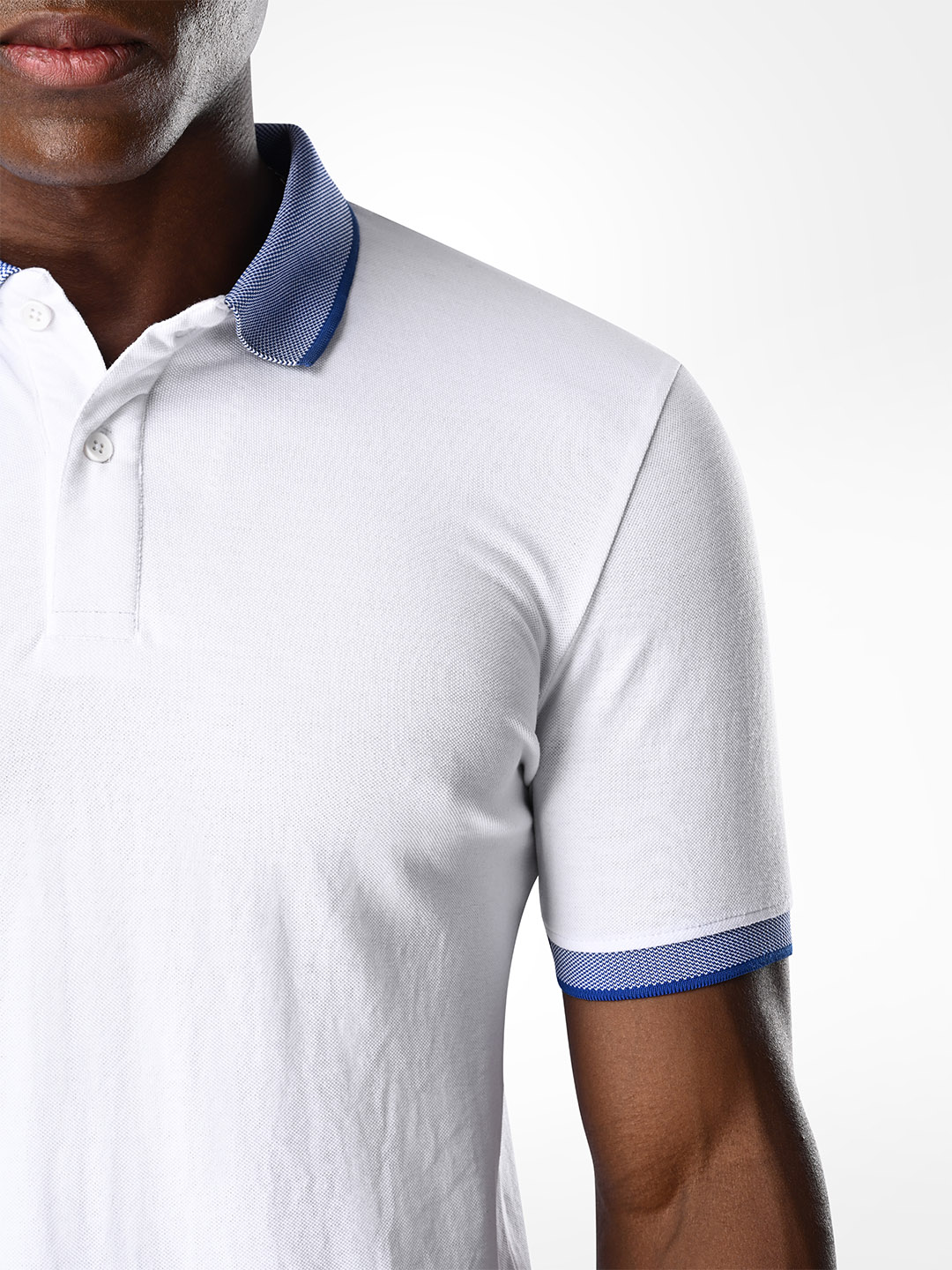 Supa Stretch Blue and White Polo Polycotton T-shirt (7)