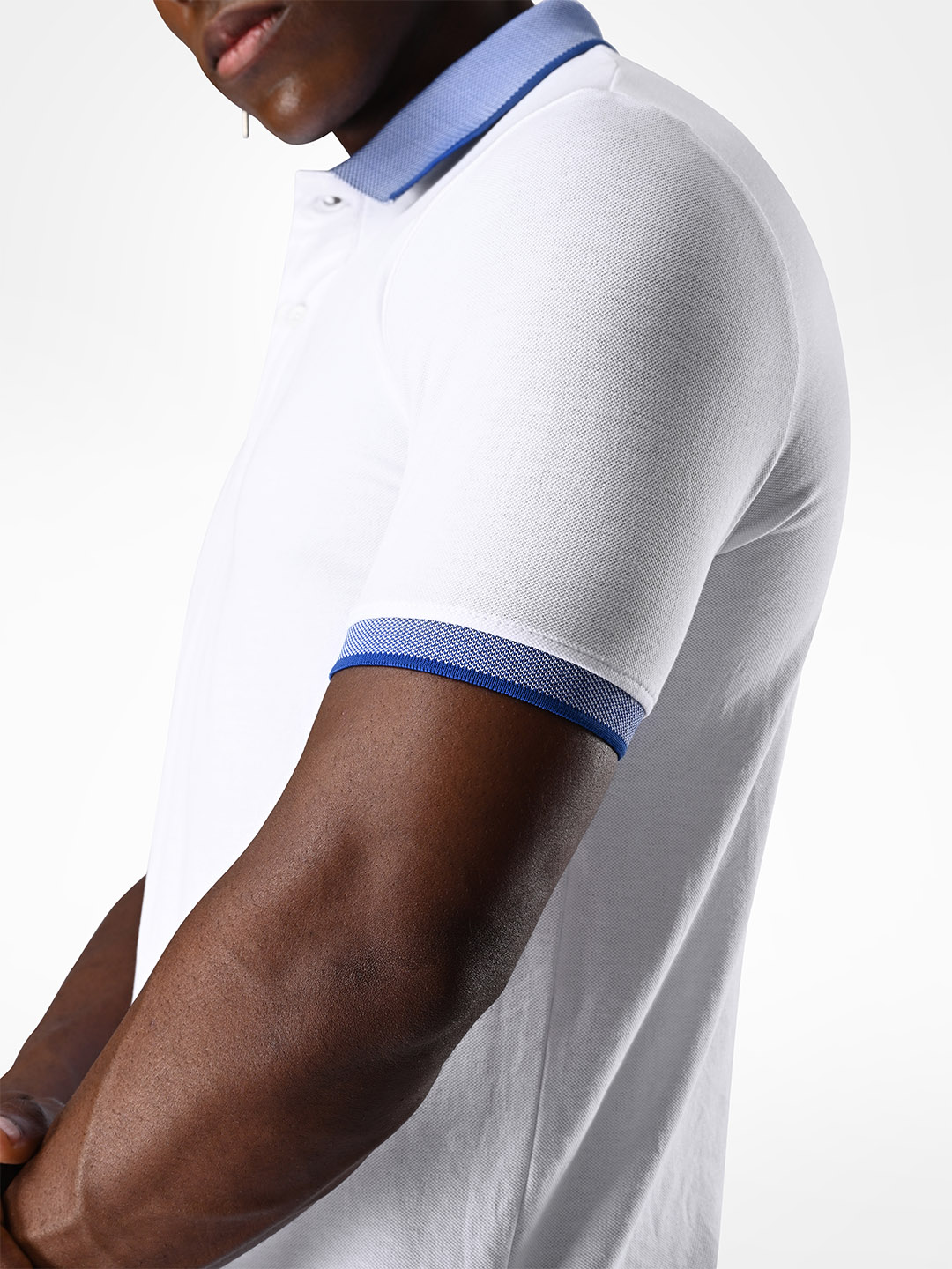 Supa Stretch Blue and White Polo Polycotton T-shirt (8)