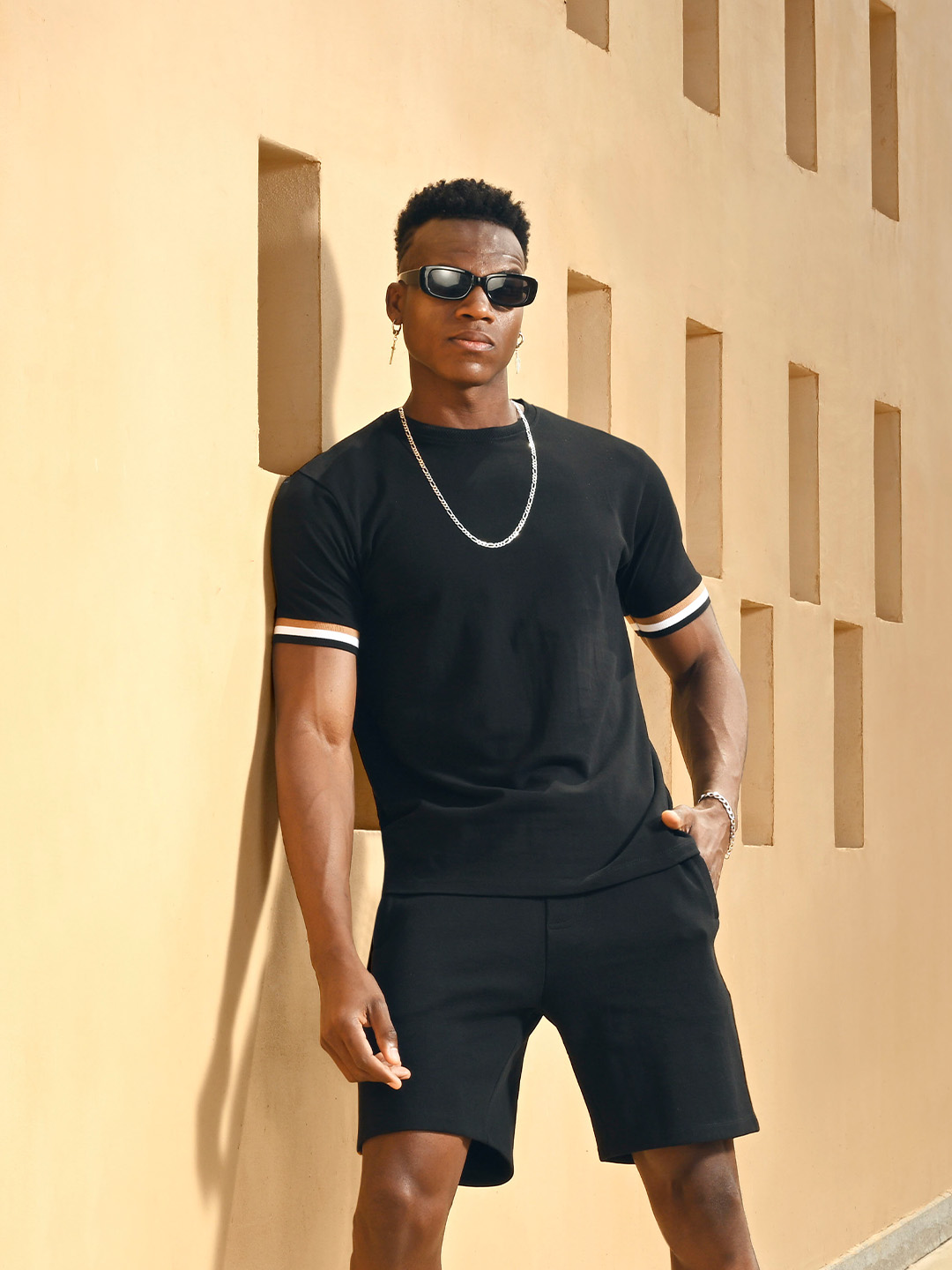 Sturdy Black Pique Polycotton T-shirt