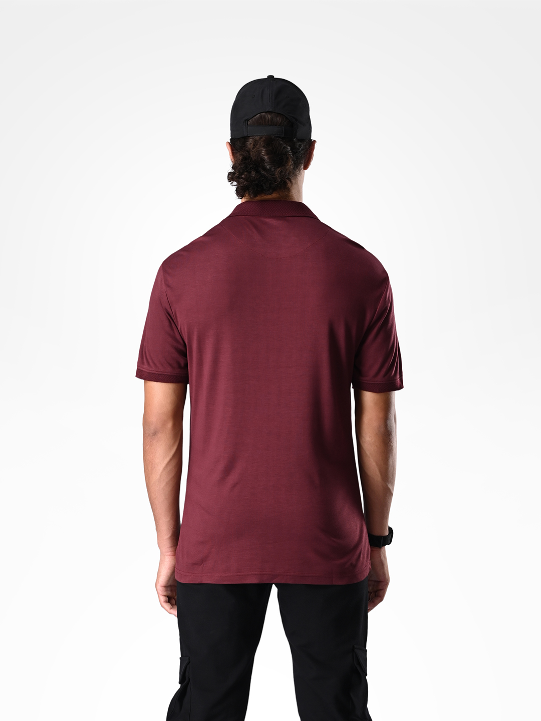 Supa SUPA Comfortable Burgandy Reflective Print Polo T-shirt (4)