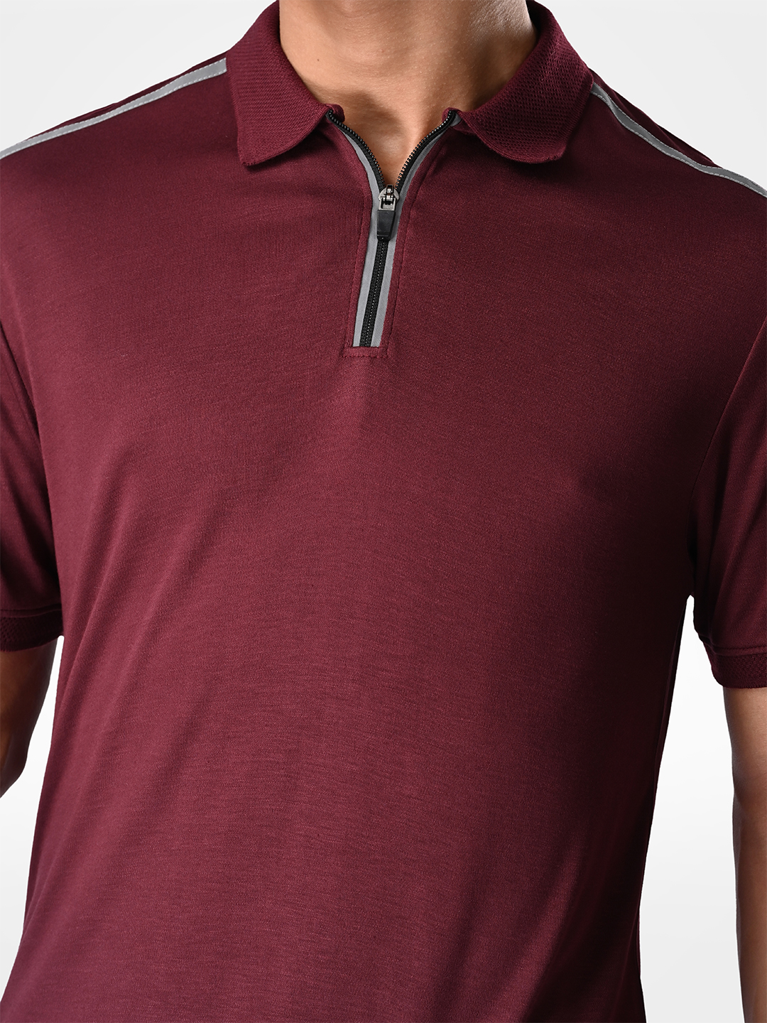 Supa SUPA Comfortable Burgandy Reflective Print Polo T-shirt (5)