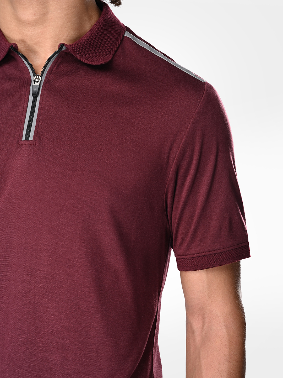 Supa SUPA Comfortable Burgandy Reflective Print Polo T-shirt (6)
