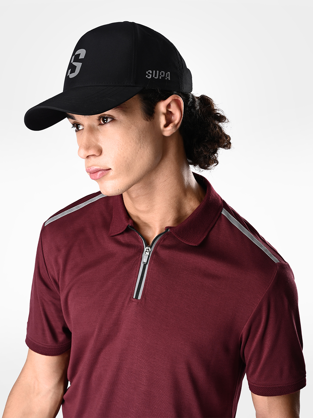 Supa SUPA Comfortable Burgandy Reflective Print Polo T-shirt (2)