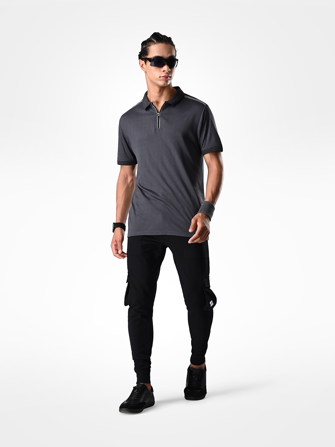 Supa SUPA Comfortable Charcoal Grey Reflective Print Polo T-shirt (10)