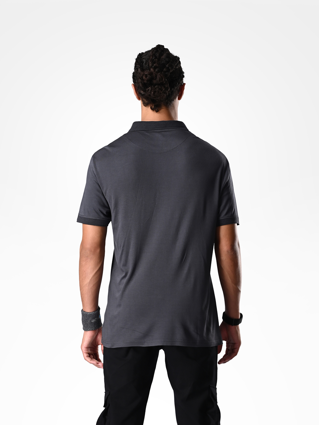Supa SUPA Comfortable Charcoal Grey Reflective Print Polo T-shirt (3)