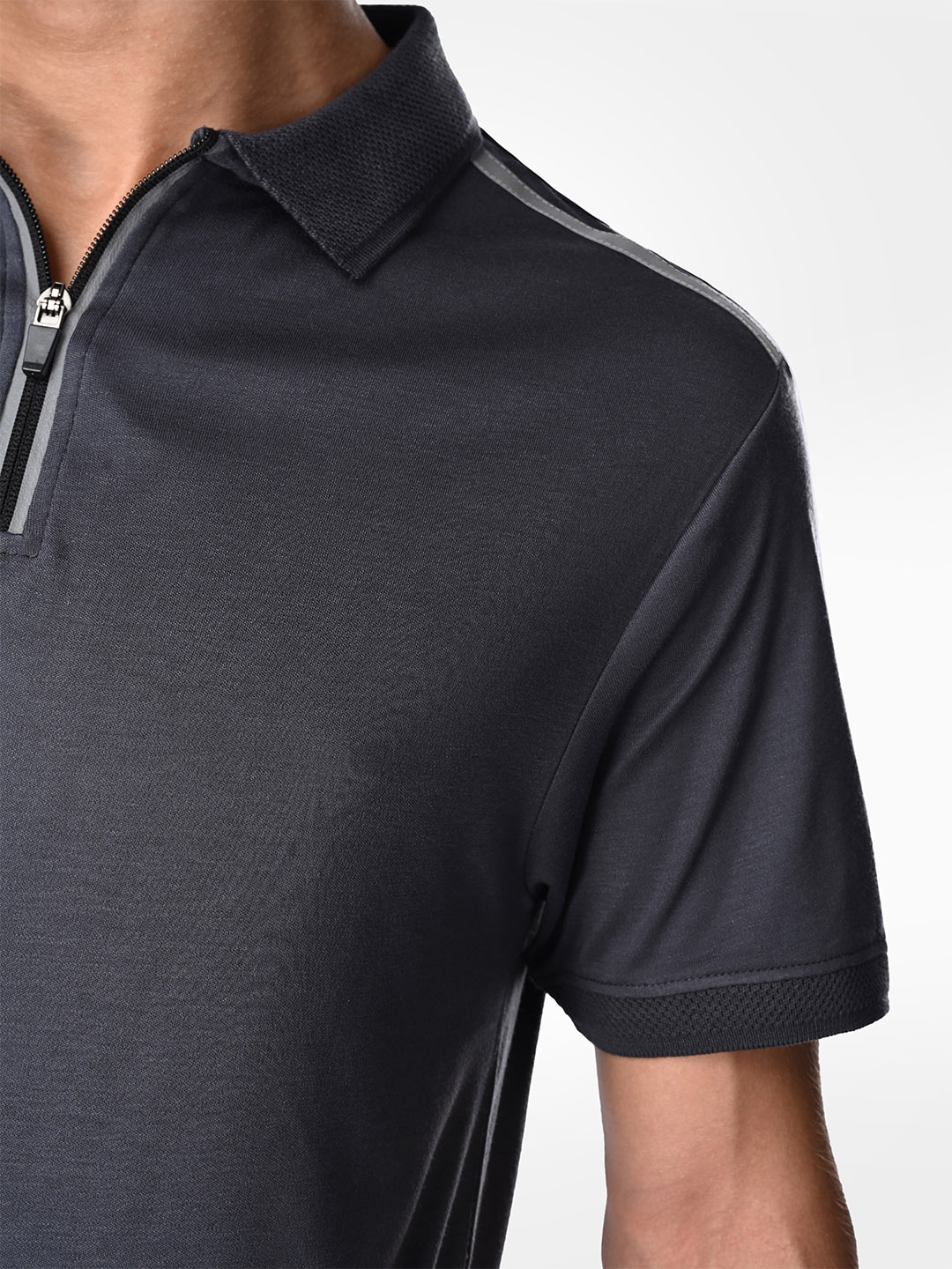 Supa SUPA Comfortable Charcoal Grey Reflective Print Polo T-shirt (5)