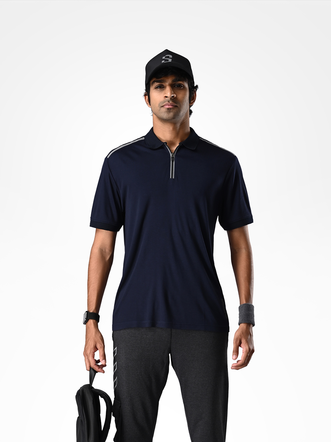 SUPA Comfortable Navy Reflective Print Polo T-shirt