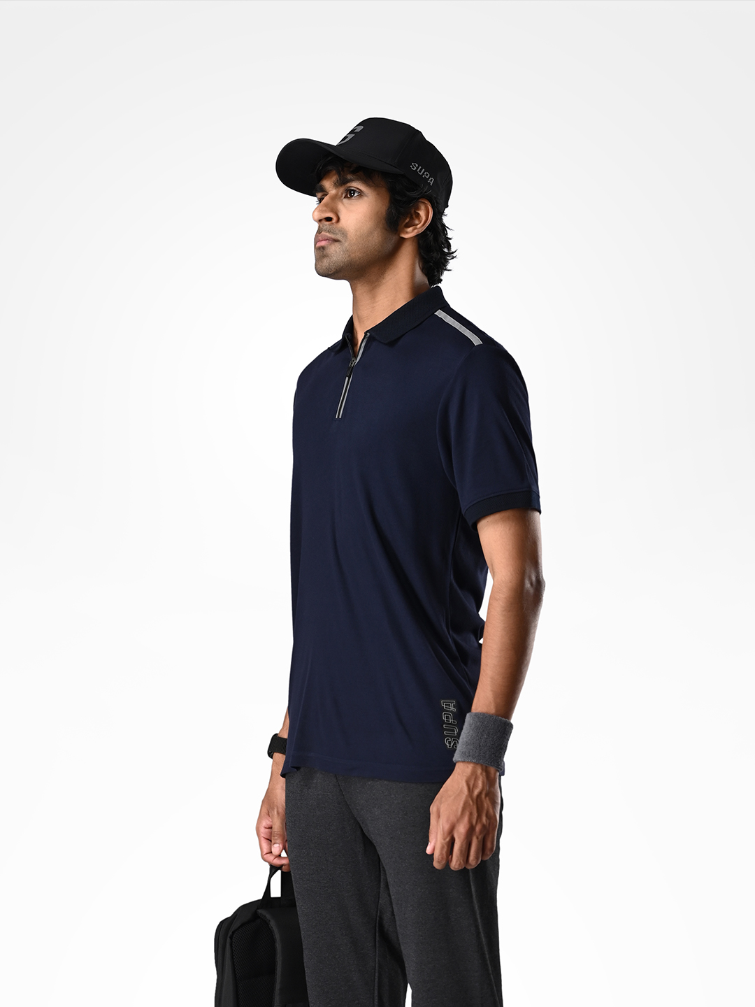Supa SUPA Comfortable Navy Reflective Print Polo T-shirt (2)