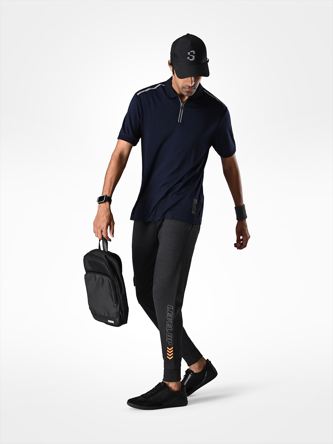Supa SUPA Comfortable Navy Reflective Print Polo T-shirt (10)