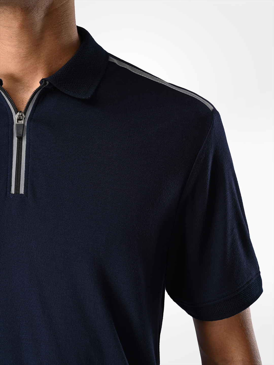 Supa SUPA Comfortable Navy Reflective Print Polo T-shirt (4)