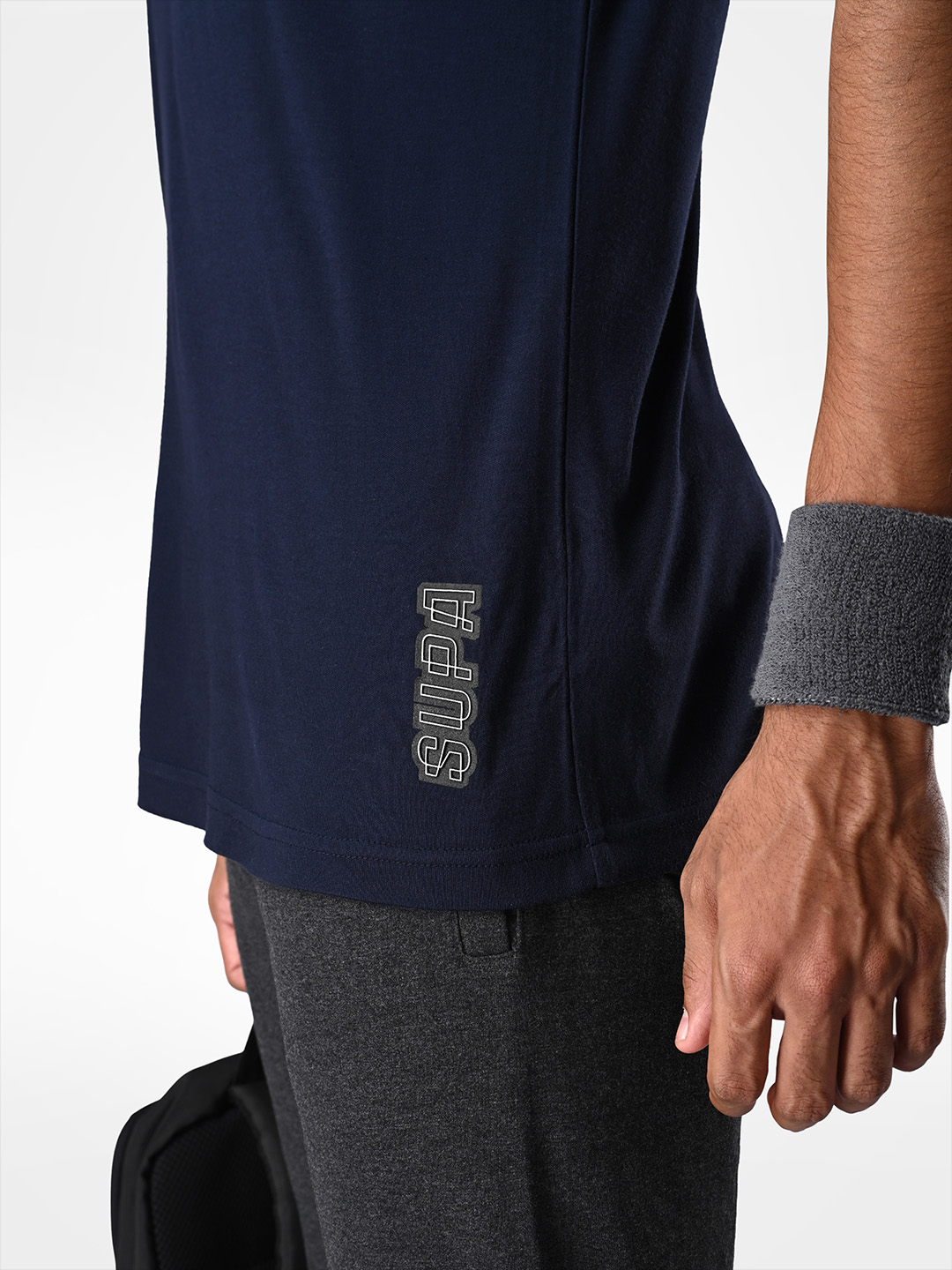 Supa SUPA Comfortable Navy Reflective Print Polo T-shirt (6)