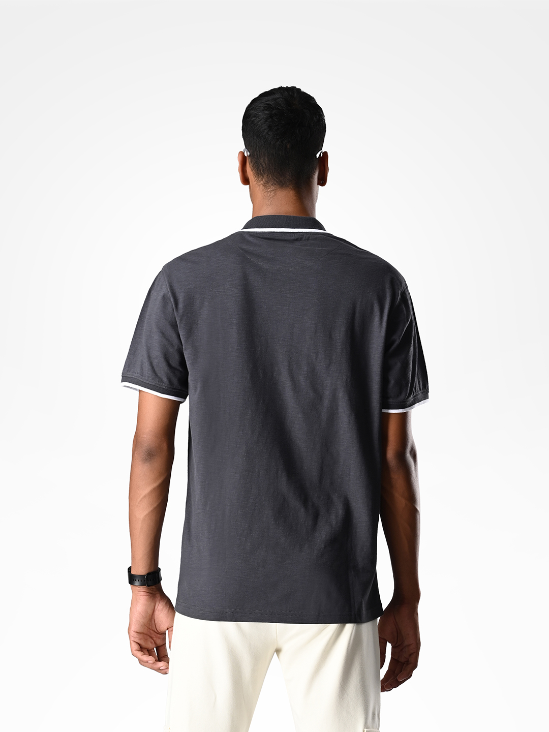 Supa SUPA Soft Charcoal Grey Cuban Polo T-shirt (3)