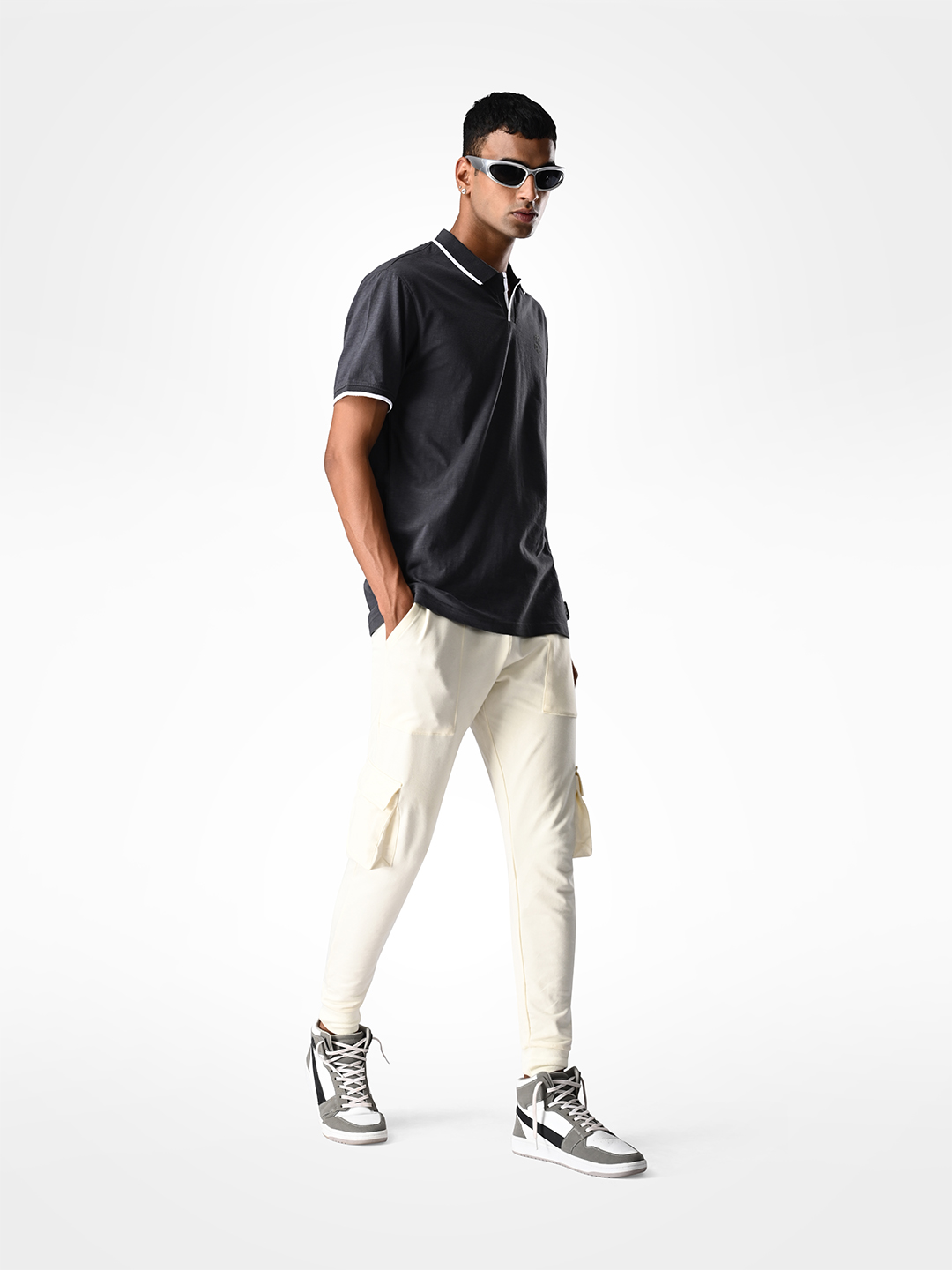 Supa SUPA Soft Charcoal Grey Cuban Polo T-shirt (6)