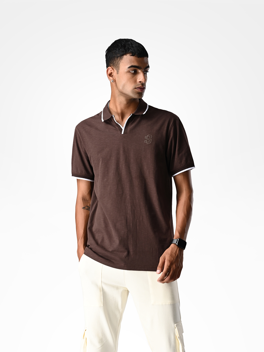 SUPA Soft Dark Brown Cuban Polo T-shirt
