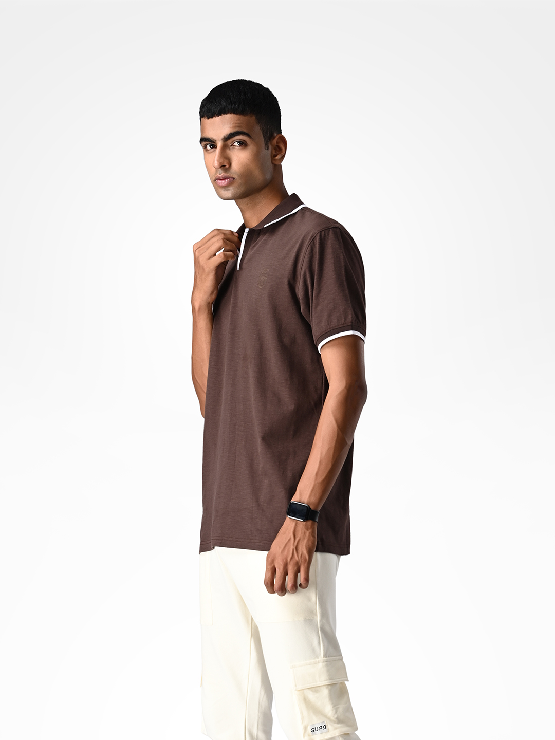 Supa SUPA Soft Dark Brown Cuban Polo T-shirt (2)