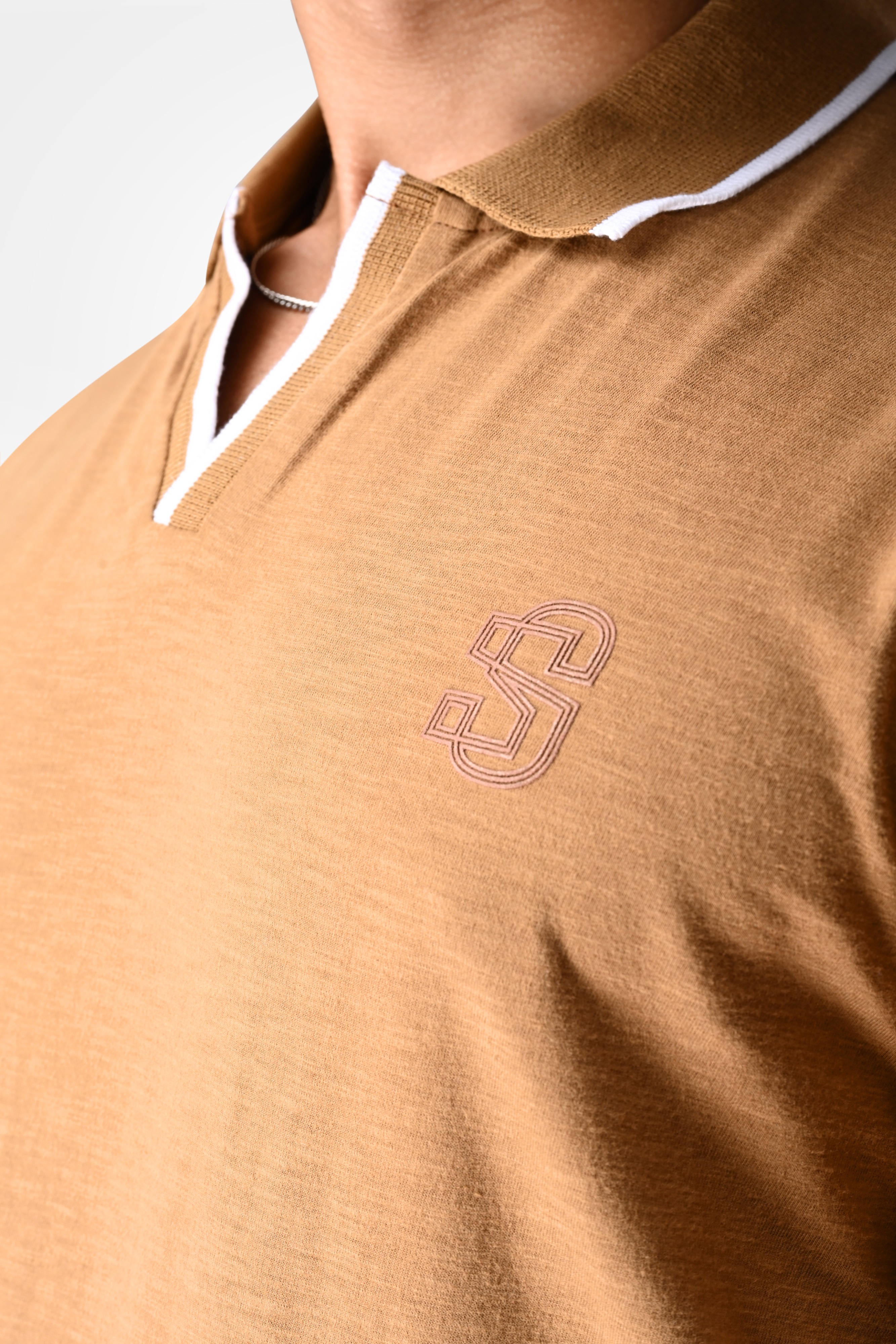Supa SUPA Soft Dark Khakhi Cuban Polo T-shirt (2)