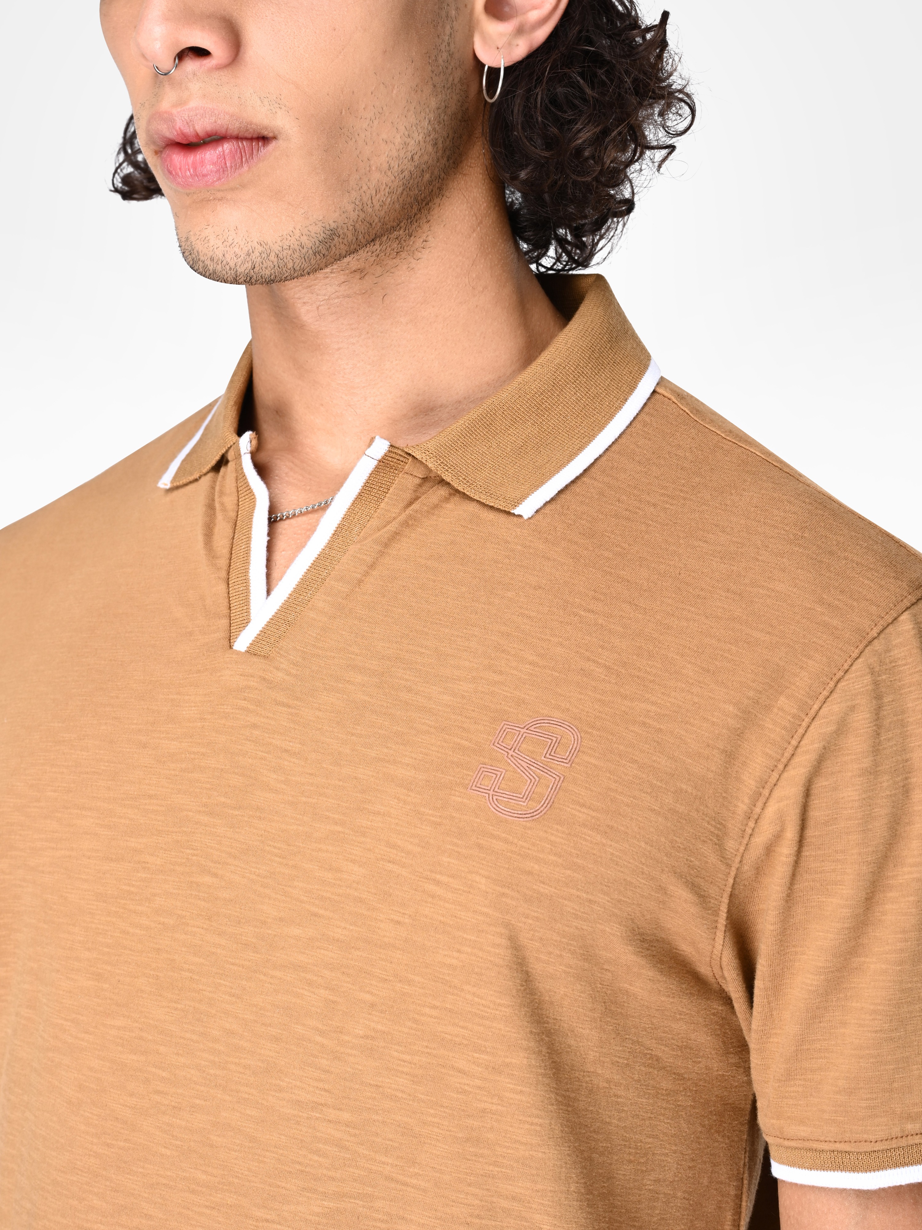 Supa SUPA Soft Dark Khakhi Cuban Polo T-shirt (4)
