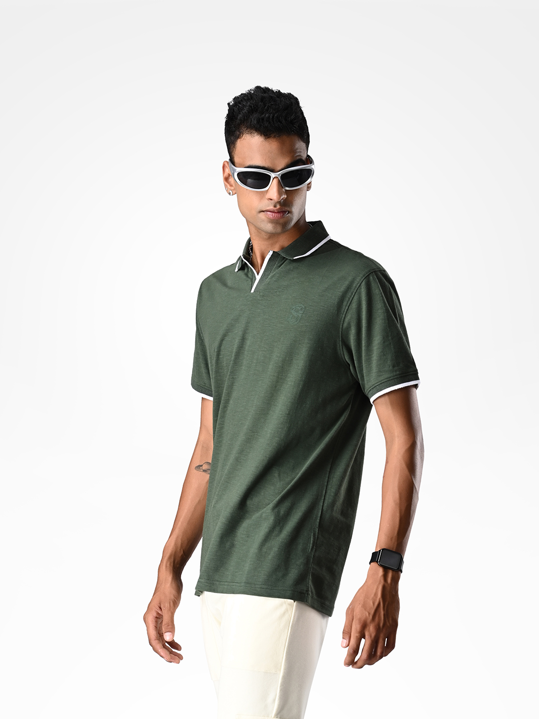 Supa SUPA Soft Forest Green Cuban Polo T-shirt (2)