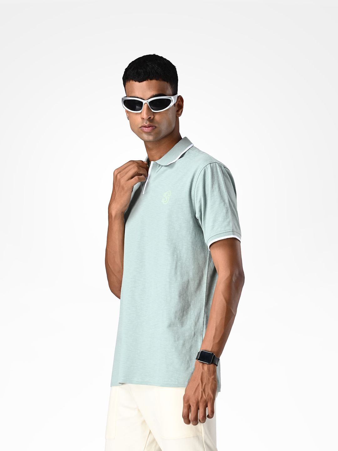 Supa SUPA Soft Muted Aqua Cuban Polo T-shirt (2)