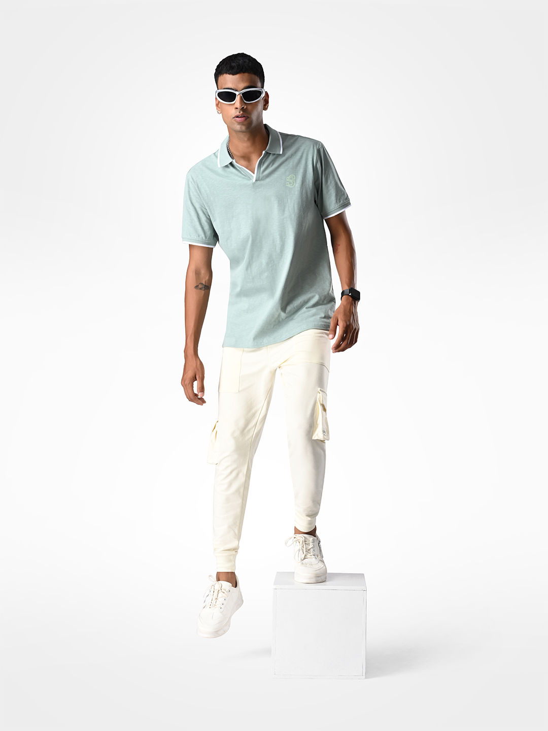 Supa SUPA Soft Muted Aqua Cuban Polo T-shirt (7)