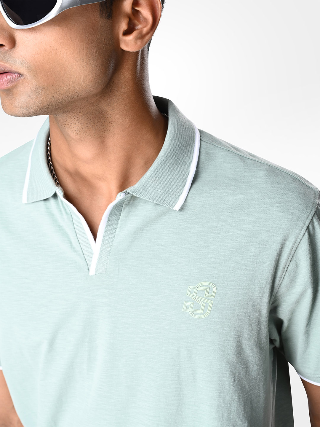 Supa SUPA Soft Muted Aqua Cuban Polo T-shirt (6)
